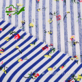 Reactive printed flower stripes 100% cotton shirt fabric